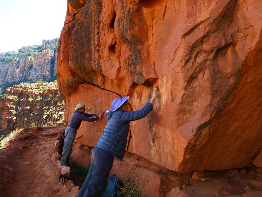 Removing vandal marks on the South Kaibab, Day 2